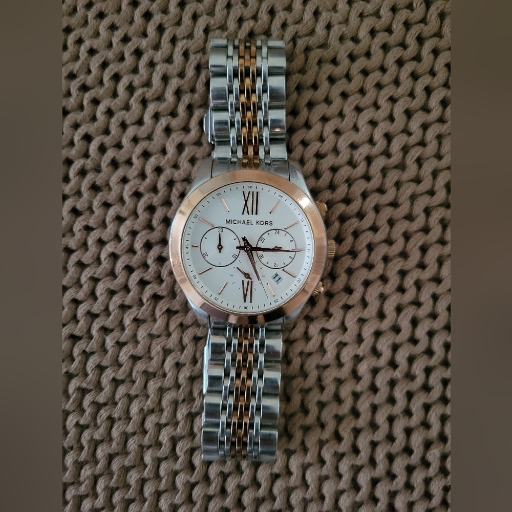 Michael Kors Silver and Rose Gold Watch